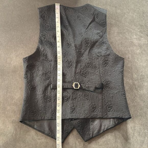 Men’s Black Floral Suit Tuxedo 3 Piece Shawl Lapel Size 34 Jacket 31 Pants NWT - Picture 10 of 15